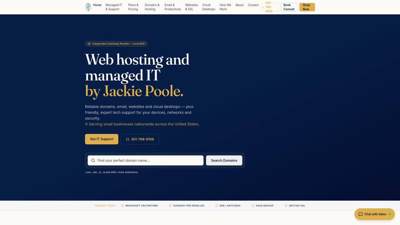Jackie Poole Systems interface — Jackie Poole Systems managed IT services site