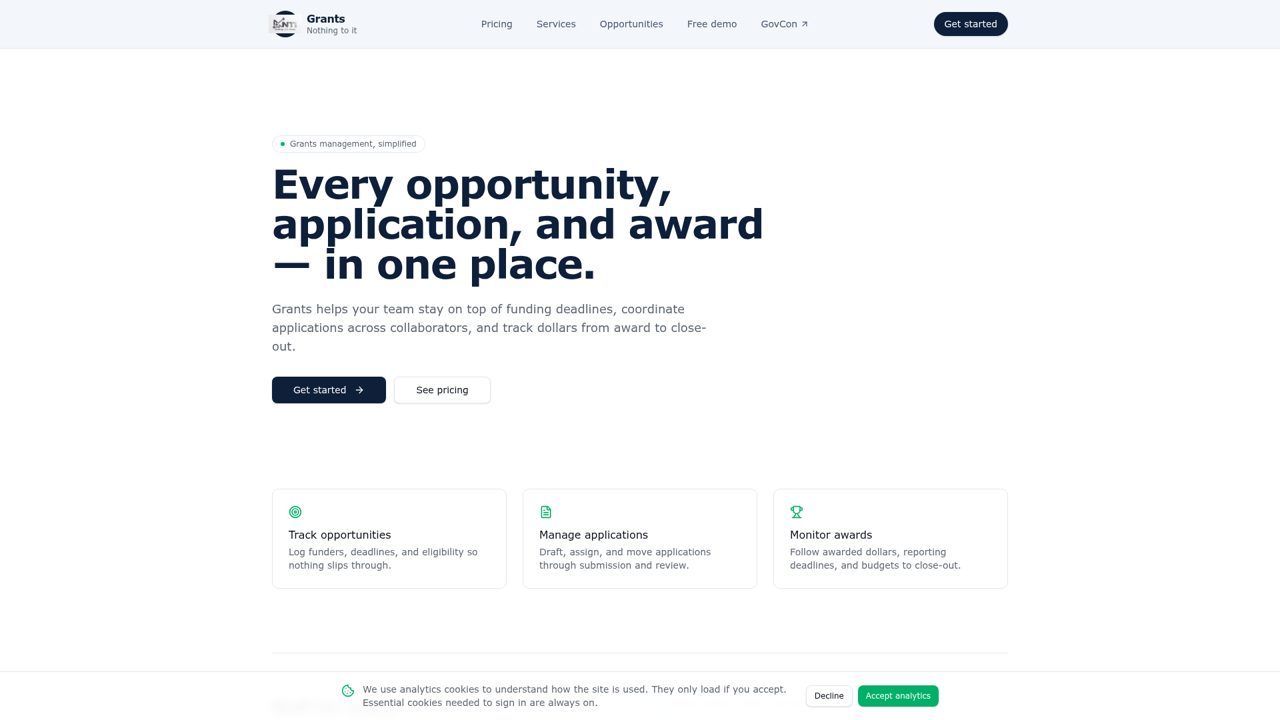NTI Grants interface — NTI Grants matching and compliance workspace