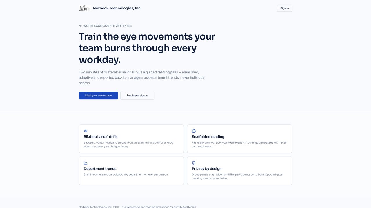 WorkOptic interface — WorkOptic vision training session interface